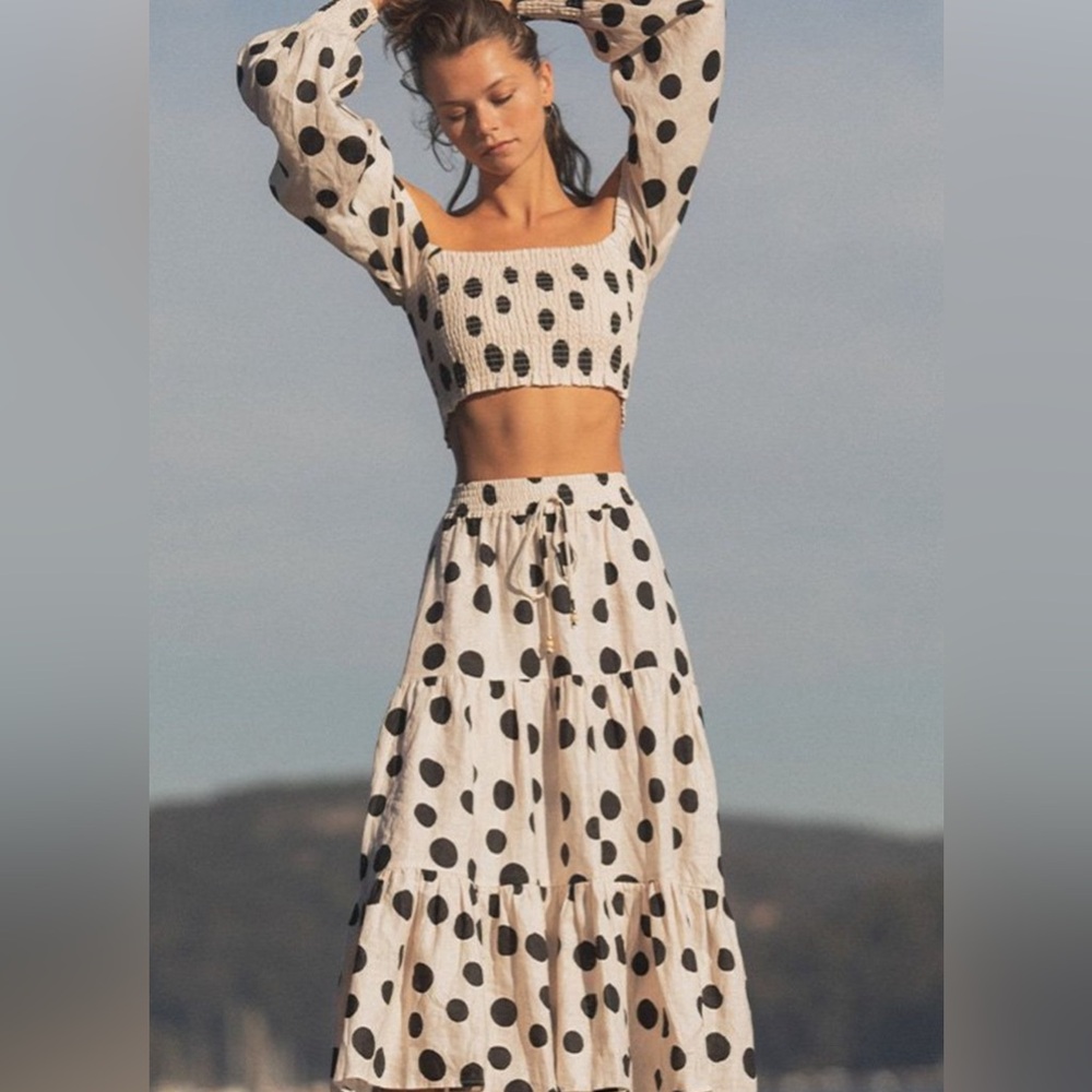 Kivari Rammy Polka Dot Shirred Top NWT SZ XS